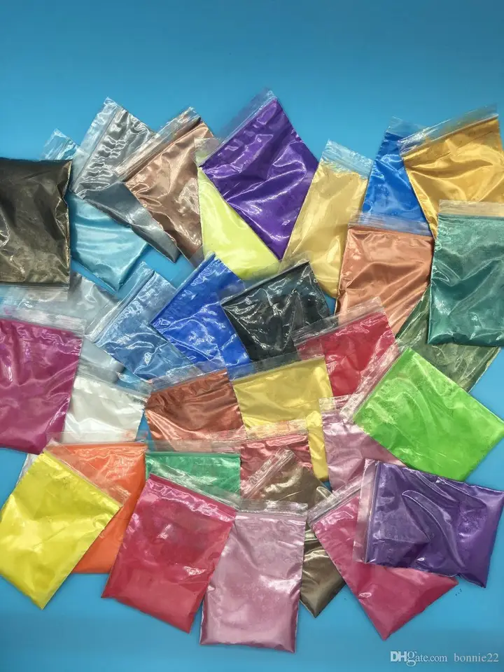 20G farebný perlový prášok pre make -up, mnoho farieb sľudový prášok pre nechtové trblietky, perleťový práškový kozmetický pigment