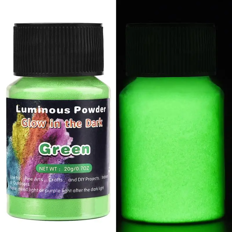 20g/fľaša svetelný prášok Pigment Pigment DIY Epoxidová živicia pleseň nechtov na nechty Art Glitter Glow Glow v tmavých šperkoch výroby dodávok
