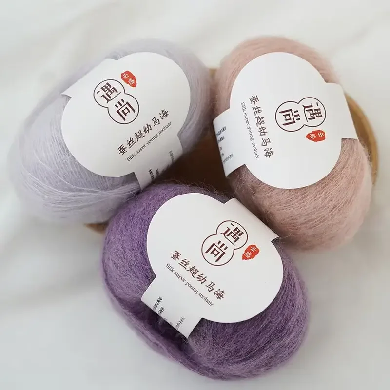 20G/guľové flitre Mohair Gold Silve Silk Fliter priadza mäkká tenká vlna priadza pre ženu dieťa tenký sveter pletená košeľa Hat