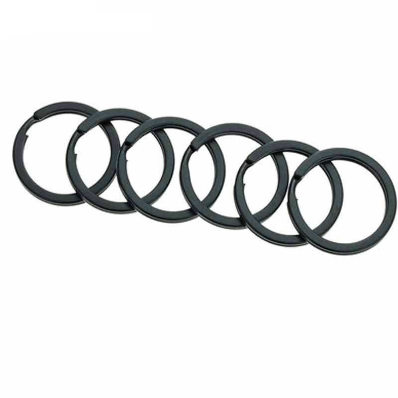 20ks 10/25/28/30/32 mm Round Split Black Keyring Metal Držiteľ reťazca kľúča pre kľúčové hračky