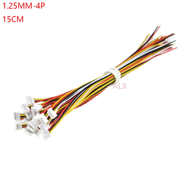 20ks 150 mm Mini Micro JST 1,25 4PIN Ženský konektor zástrčky s drôtom 1,25 mm 4pin 4p kábla