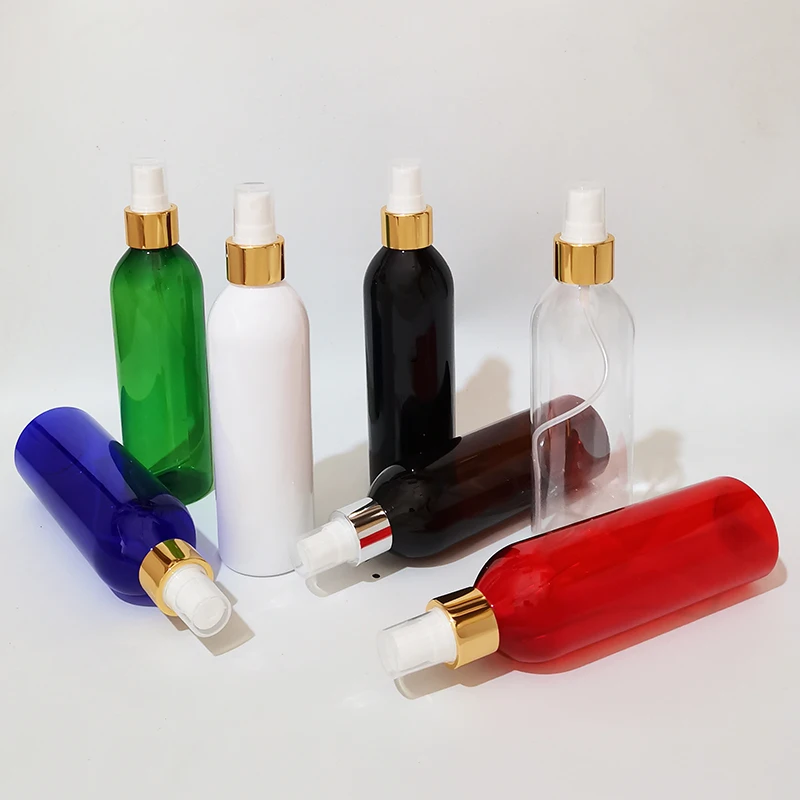 20ks 250 ml prázdny zlatý golier sprejový pump pump pump fľaša viacfarebné parfumové plastové plastové fľaše so sprejom pre parfum kozmetiky