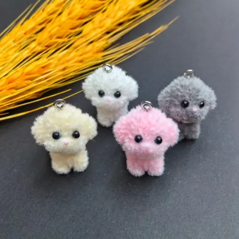 20ks 3D roztomilé kŕmenie stojaceho psa Kúzla Karikatúra Animal Plyš na živicu Telefón Kľúčový náhrdelník vrecko na náušnice