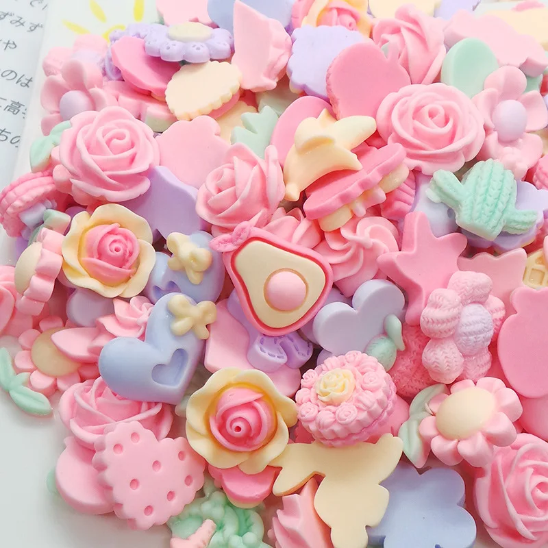 20ks 3d ružový zmiešaný tvar nechtov na nechty dekorácie Časti kawaii kvetinové chlievky