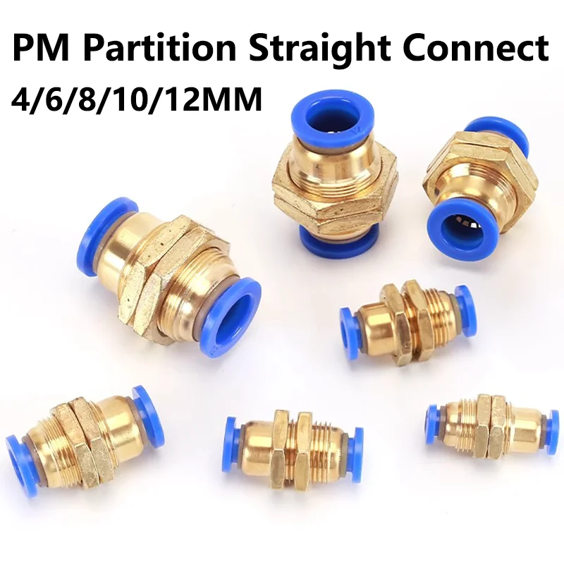 20ks 4 mm 6 mm 8 mm 10 mm 12 mm PM Straight Berkhead Union Connector Pneumatic Fittingshose Plastic Push do plynu rýchly konektor