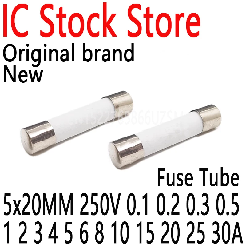 20ks 5*20 mm rýchle vyfukovacie trubice poistky poistky AMP keramická poistka 5x20 mm 250V 0,1 0,2 0,3 0,5 1 2 3 4 5 6 8 10 15 20 25 30A