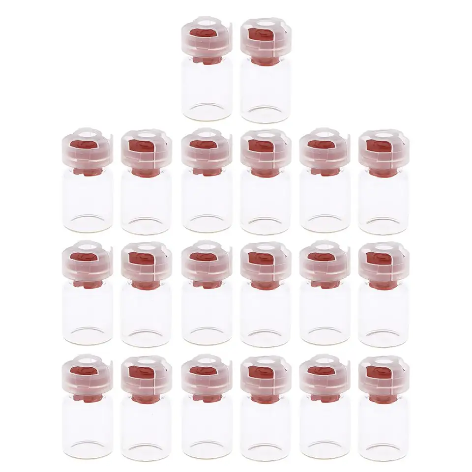 20ks 5 ml mini sklenené fľaše s fľaškami na tesnenie gumy
