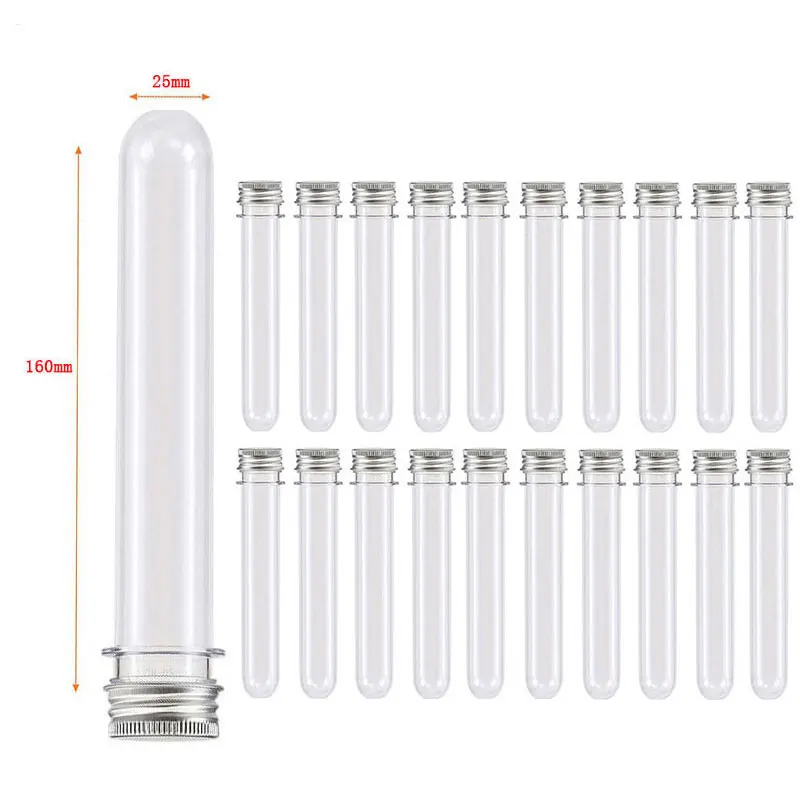 20ks 50 ml plastová priehľadná skúšobná trubica s viacúčelovou úložnou fľašou pre USB Cable Party uprednostňuje Candy Sundries Organizátor