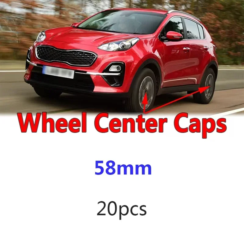 20ks 58 mm automobilové koliesko stredové uzáverky okraje krytu krytu krytu pre K2 K3 K4 KX35 Sportage Forte