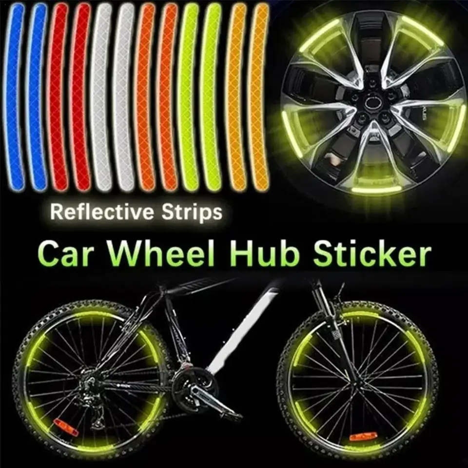 20ks automobilový ráfik Reflexná nálepka Nočný bezpečnostný výstražný pás Motorový bicykel Automatické nálepky na reflektory náboja kolesa