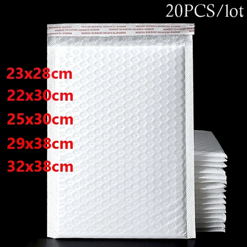 20ks biele bublinky Mailers Bubble Polded Mailing Obálky Mailler Poly pre balenie samovzovlatkovacieho vrecka Bubble Palding Bags
