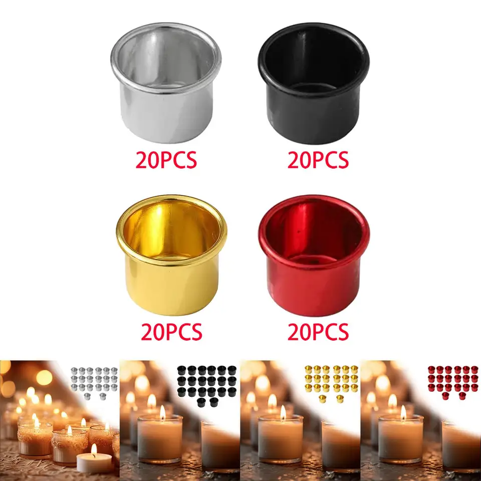 20ks Candle Cup Cup Candelabrum stolový kovový svietnik držiak Tealight pre obývaciu izbu Halloween festival Banket