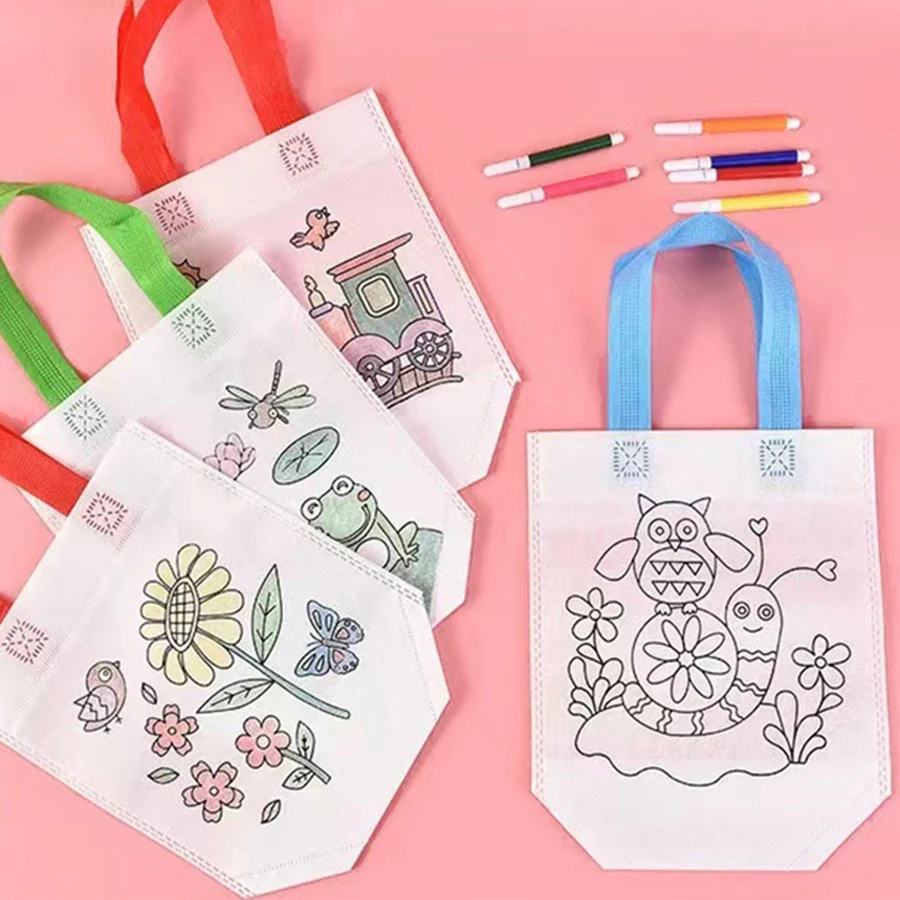 20ks DIY sfarbenie tašiek s markermi karnevalové umenia Party Goodie Bags for Kids Eco Mini netkané tkaniny nakupovanie tašky