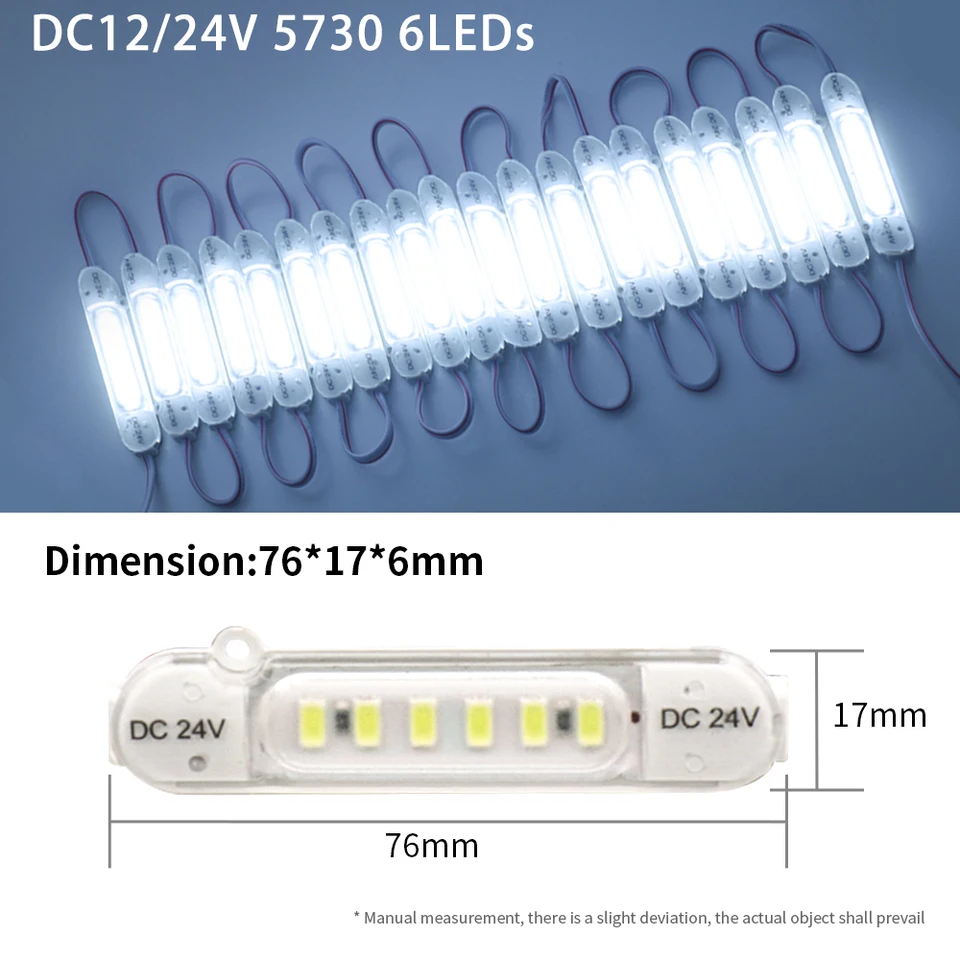 20ks/dávka DC 12V 24V LED Modul 5730 6LEDS Witerproof Super Bright String Light pre reklamu