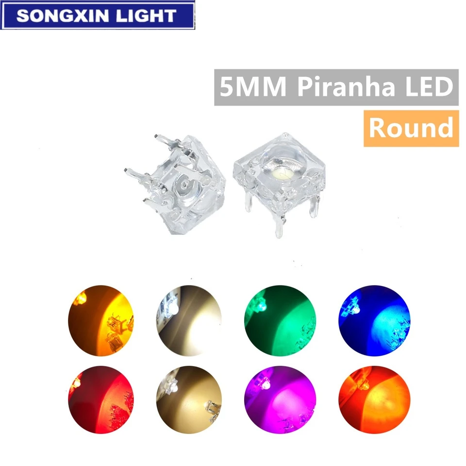 20ks F5 5 mm piranha LED biela červená oranžová RGB Pink Bule Zelená žltá žltá jantárová LED dióda LED dióda Emitujúce diódy 4-kolíky Diódy