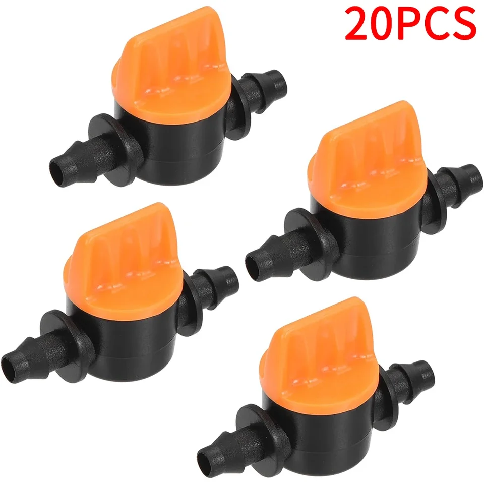 20ks hadicové ventilové konektory záhradného kohútika pre systém zavlažovania kvapkania, 4/7 mm tokové riadiace tvarovky