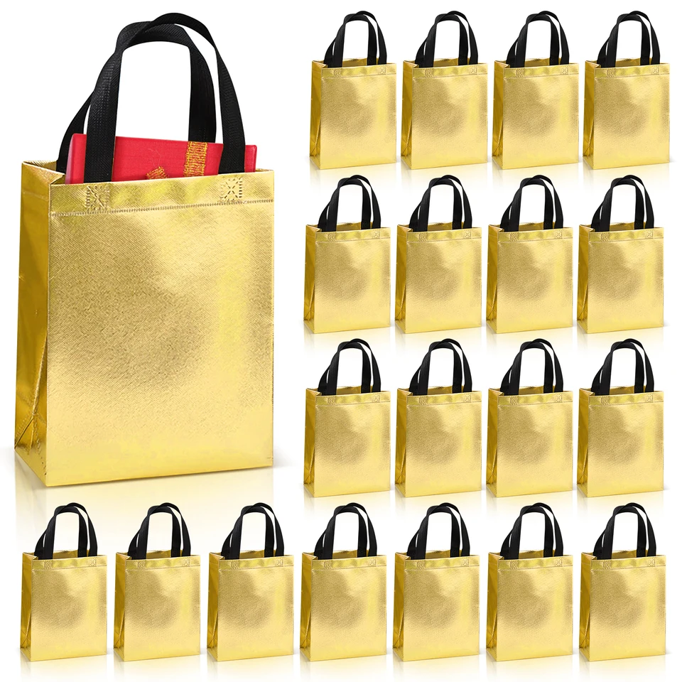 20ks hliníkový darček s darčekom tote gold, (10,23x7.87in) Darčeková obalová taška, nákupná taška, vhodná pre rôzne príležitosti