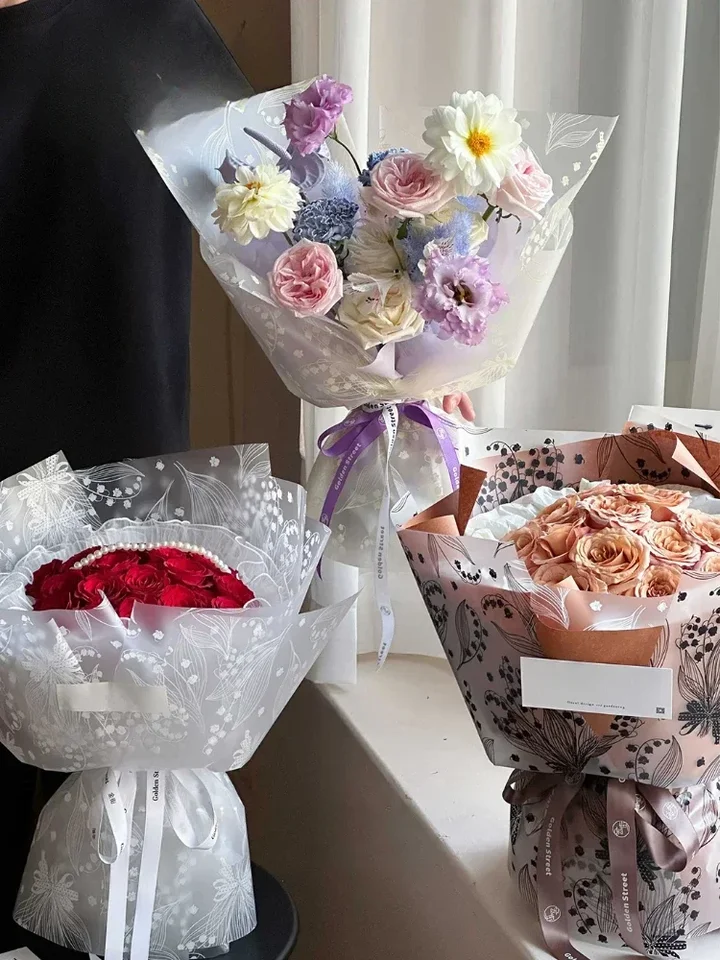 20ks hmla s papierom, Norsa Papers Micro Transparent Witerproof Flower Baling Flower Shop Balenie krytu