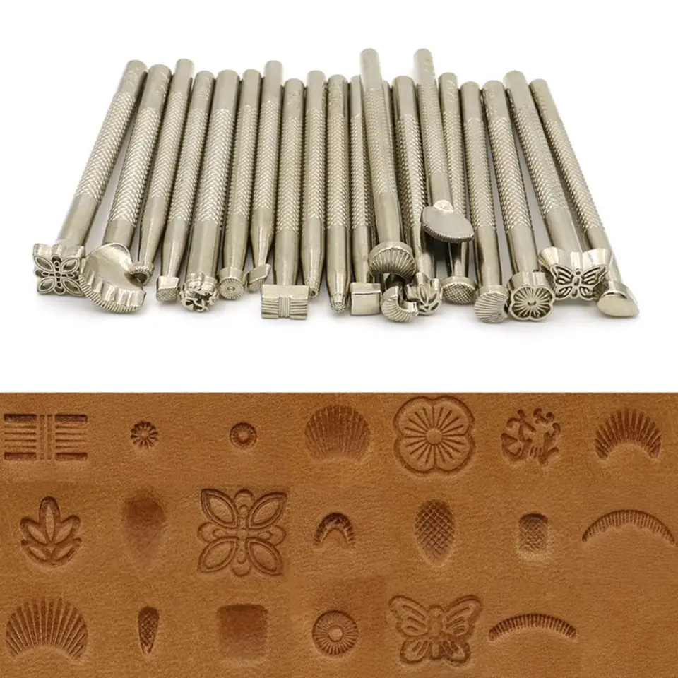 20ks kožená kožená kožená reliéfna náradie vyrezávané ručne vyrábané kožená tlačová pečiatka DIY Viac vzorov