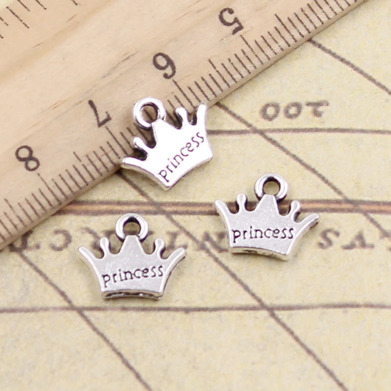 20ks kúzla Koruna princezná 13x11mm Tibetan bronzová strieborná farba prívesky starožitné šperky výroby kutilských remesiel