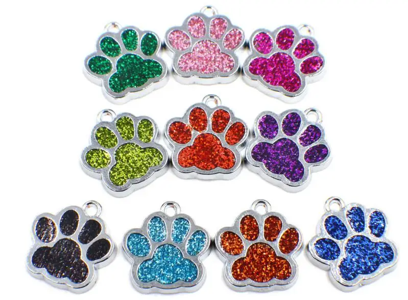 20ks/lot Bling Dog Bear Paw Print Hang Pendant Charms Fit for DIY Keychains Key Ring Pancerry výroba
