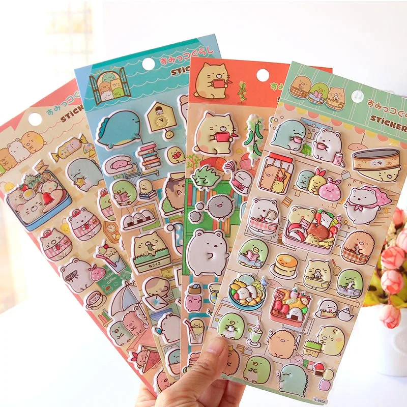 20ks/lot Sumikko Gurashi 3D nálepky Kawaii Animal DIY Denník Dekoratívne písacie potreby slepky na album Stick Label School Supplies
