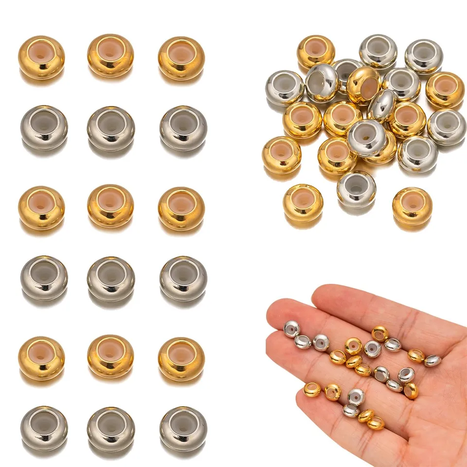 20ks meď Veľká diera s nekĺzavým silikónovým gumovým zátkovacím spárením korálikov DIY náramok