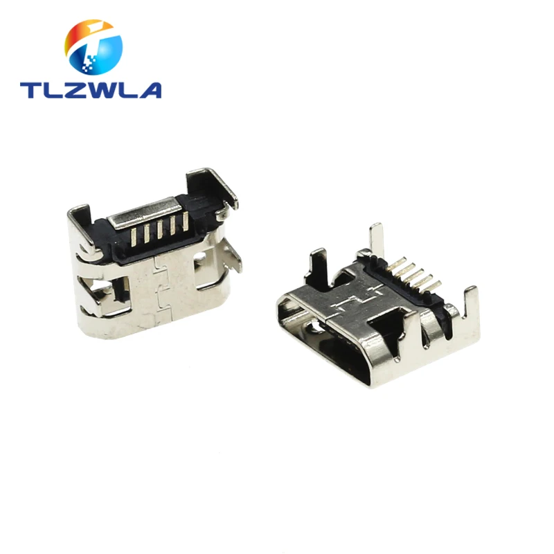 20ks Micro USB Connector 5pin Plain End Female Socket Dip Mobile Phone USB Socket