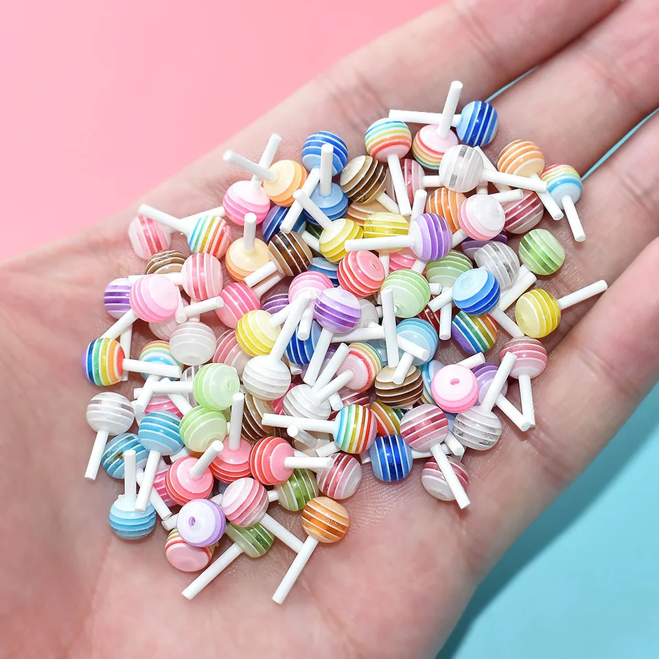 20ks Mini simulácia Rainbow Lollipop 1:12 Dollhouse Miniatúrne predstieranie jedla pre bábiky kuchynské hračky Príslušenstvo 15*7 mm