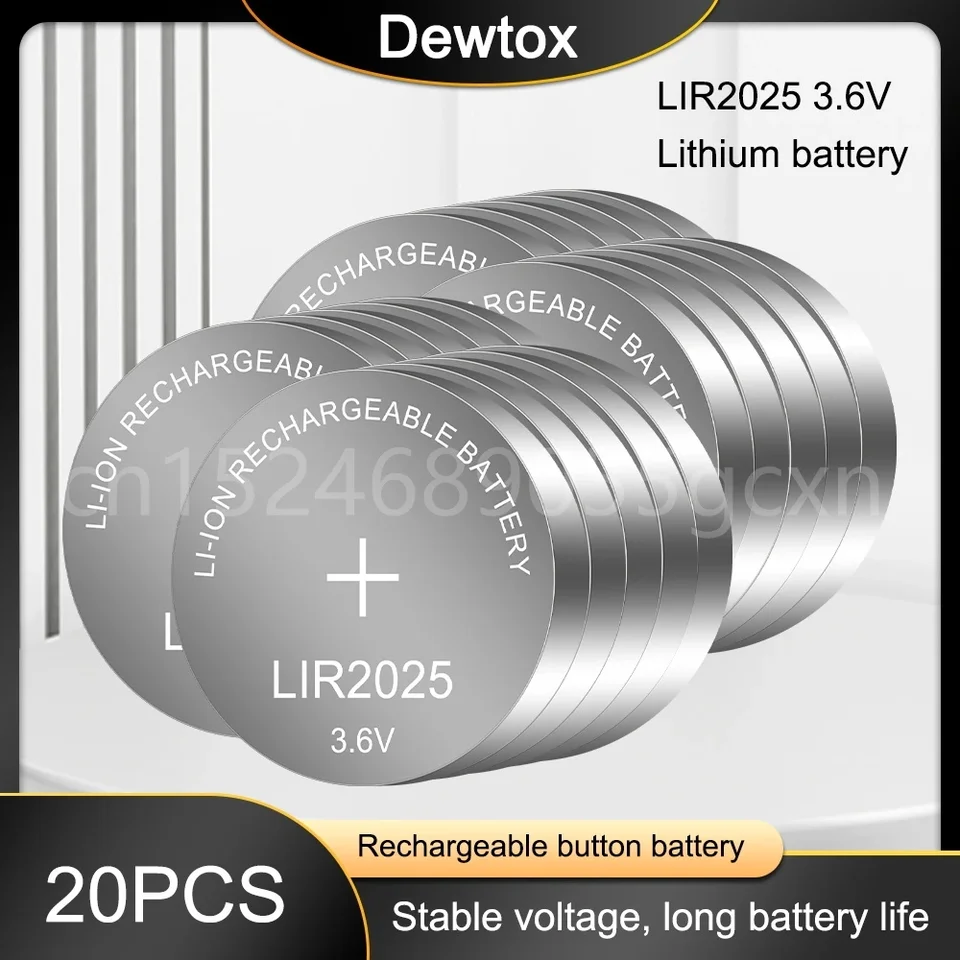 20ks nabíjateľnú batériu LIR2025 3,6V lítium Button Vstavané mince bunkové batérie hodinky bunky LIR 2025 Nahrádza CR2025