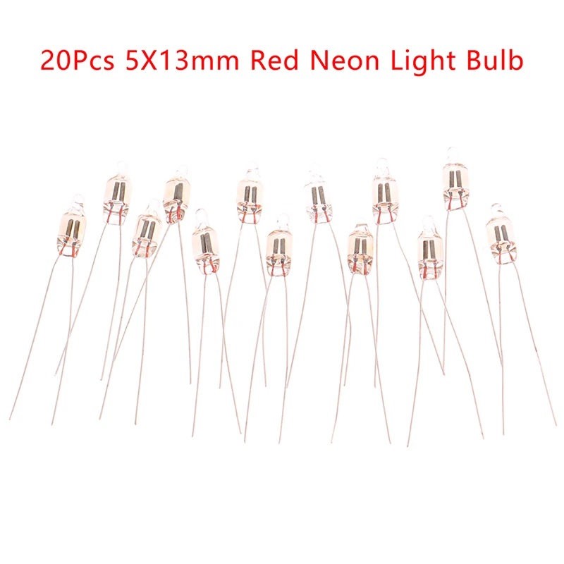 20ks neónové indikátorové svetlo červené značky 5 mm neónová žiarovka Glow 5x13mm 220V Neon Indikátor žiaroviek Spínač žiaroviek žiaroviek