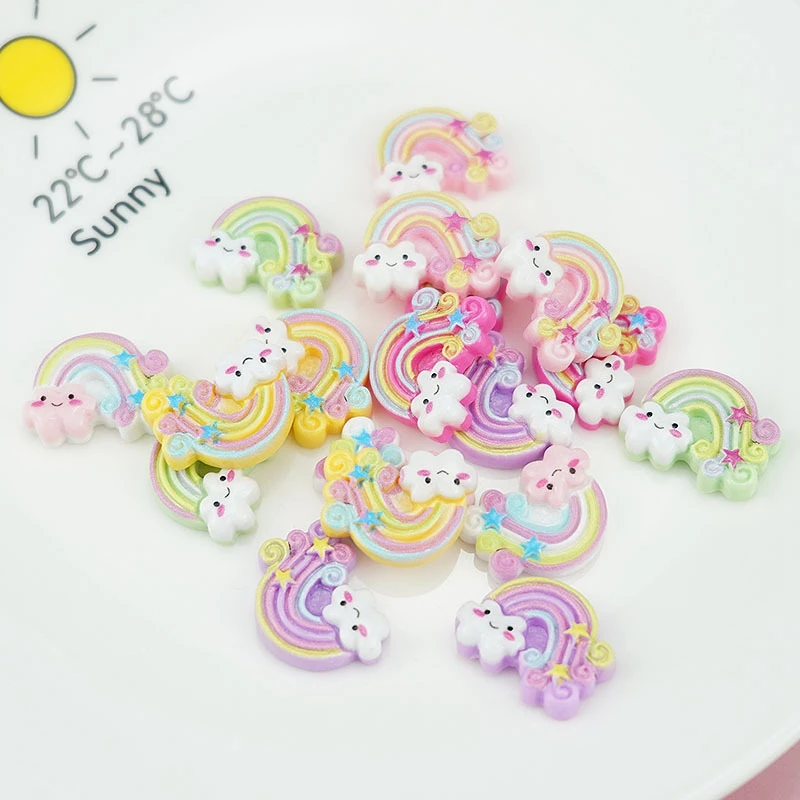 20ks nová mini karikatúra Rainbow Flat Zadná živica Cabochon Scrapbook Kawaii DIY Svadobná strana kúzlo zdobiť doplnky