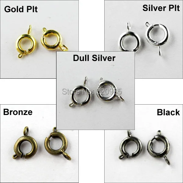 20ks otvorené okrúhle spona 7 mm zlata, strieborné, bronzové, čierne, matné strieborné pokovované