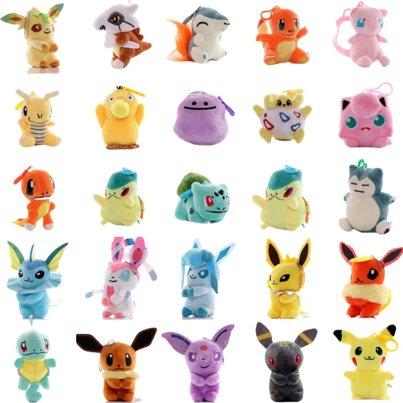 20ks plyšové bábiky Keychain 10-15 cm prívesok Psyduck Eevees Bulbasauurs Striekanie šarmérov hračky darček