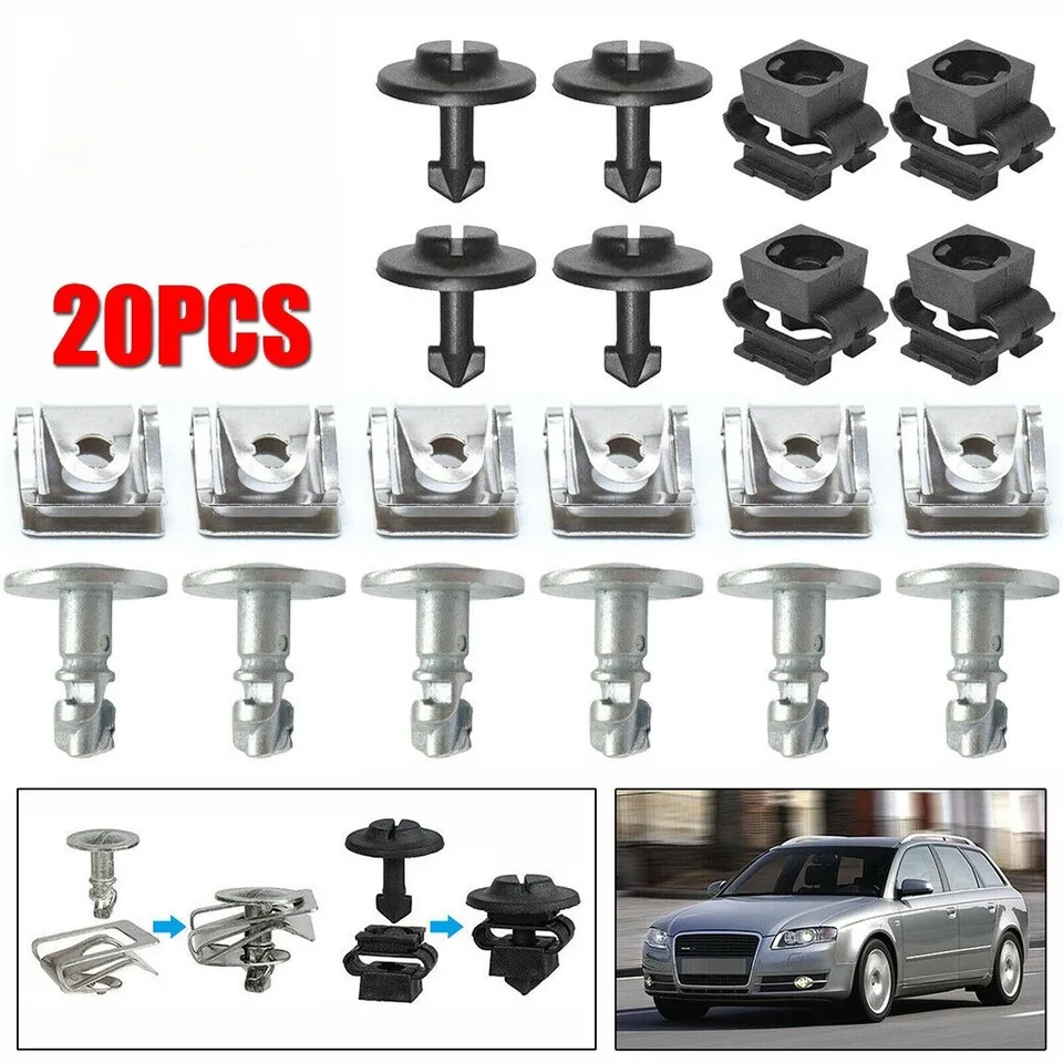 20ks podniká motorka pod krytom upevňovacie svorky skrutky panela štítu pre Audi A3 A4 A6 A8 TT Auto Oprava 4A0805163 4A0805121A
