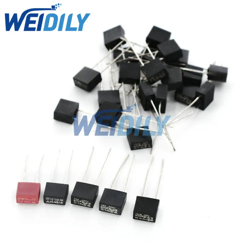 20ks poistka 1A 2A 3,15A 4A 5A 6.3A 250V 392 Štvorcová plastová poistka LCD TV Power doska pomalá poistka T1A T2A T3.15A T4A T5A T6.3A