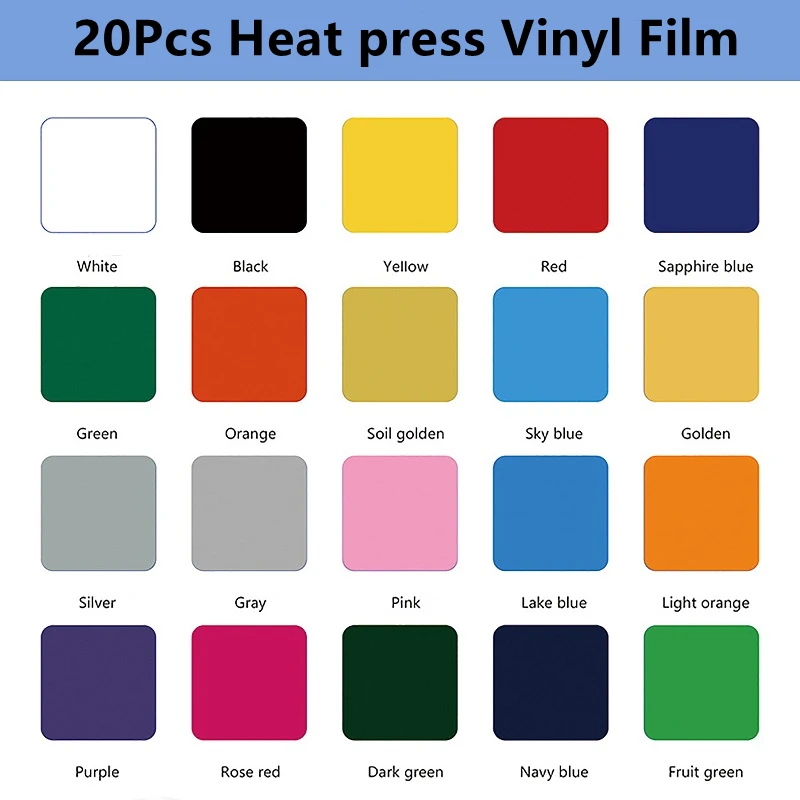 20ks/set 30x20/30 cm Stretch Matte PU prenos tepla prenos vinylového filmu Rezanie tepelného lisu Vinylový film Železné tričko ľahko rezanú burinu