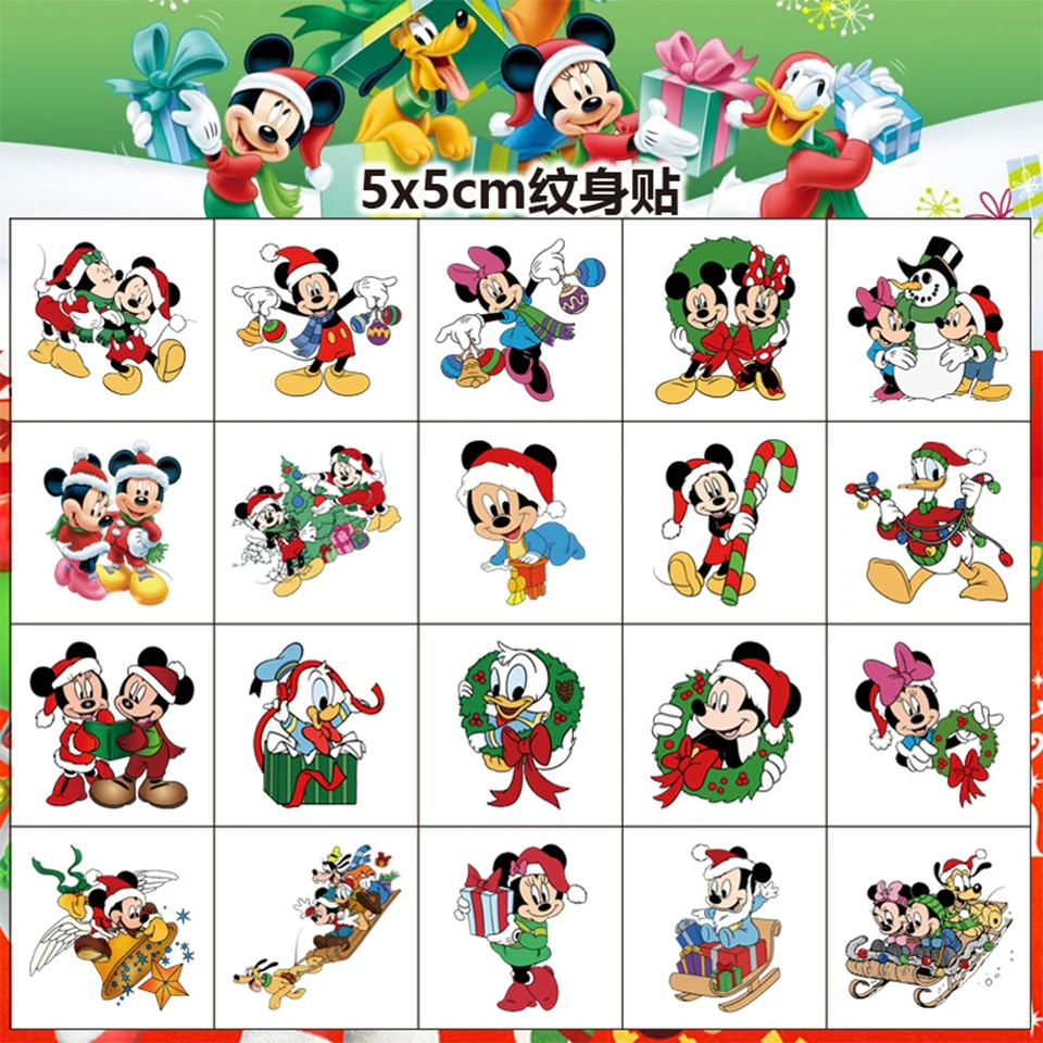 20ks/set Disney Mickey Minnie Mouse Kids Tetovanie Anime postava Karika narodeniny darček Body Art Witerproof Tattoo Stickers