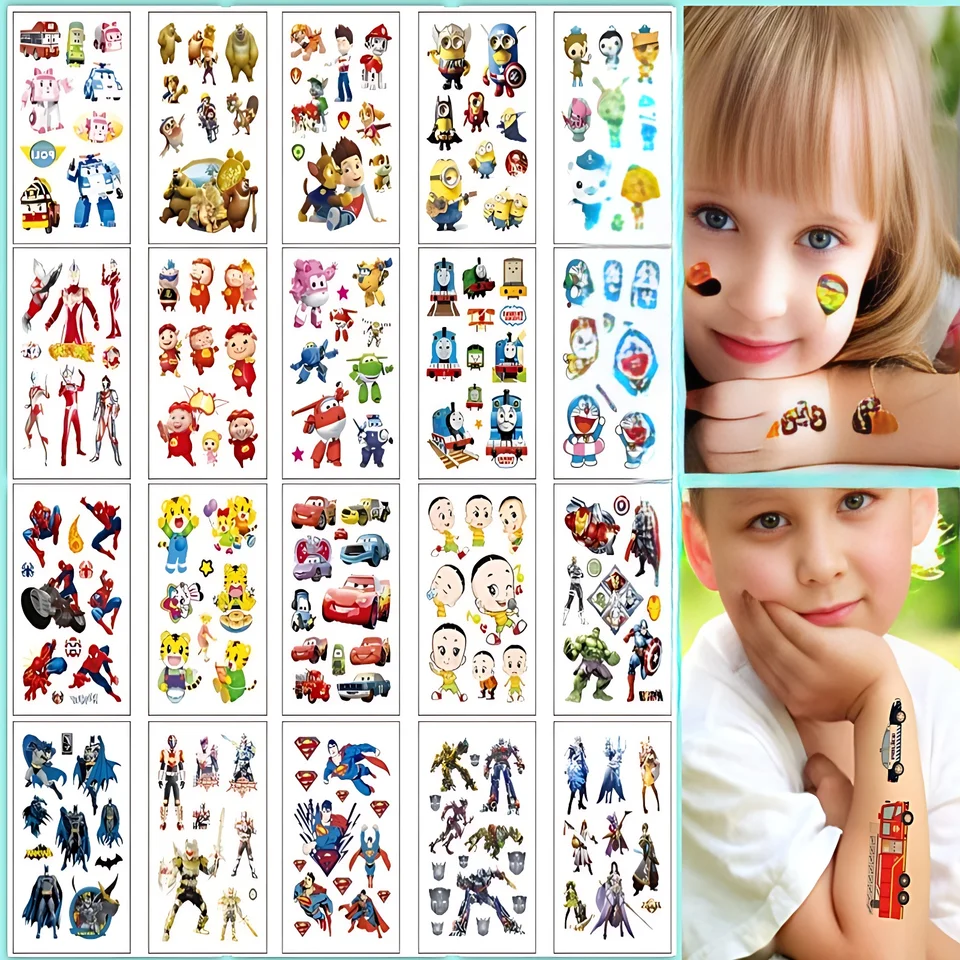 20ks/set Dočasné nálepky na tetovanie pre deti karikatúra Spider Friend Tatoo Children Boys Dievčatá narodeniny tematické večierky