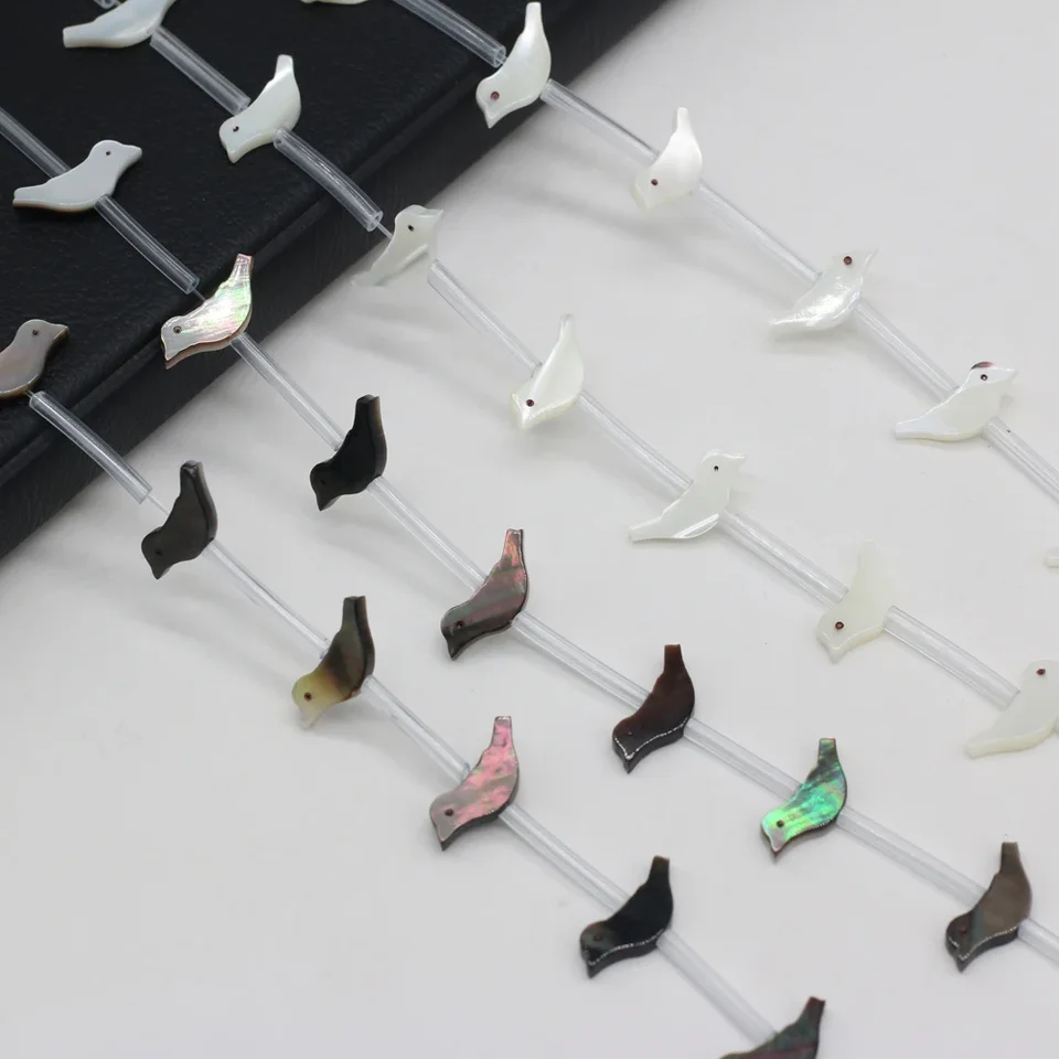 20ks/strun prírodné škrupiny korálky Little Bird Tvar DIY ručne vyrobené pre šperky výroby náhrdelníkov Darček 5x15 mm