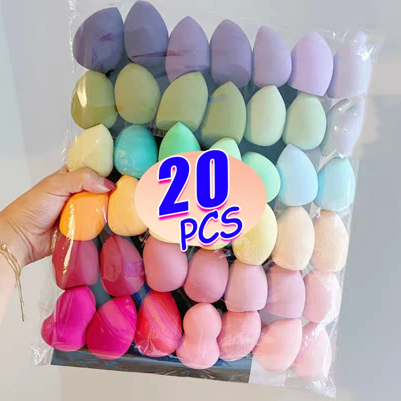 20ks suché mokré používanie tváre Puff Profesionálny kozmetický špongia Práškové vajcia pre korektor Liquid Foundation Nástroje Kozmetické oblátky