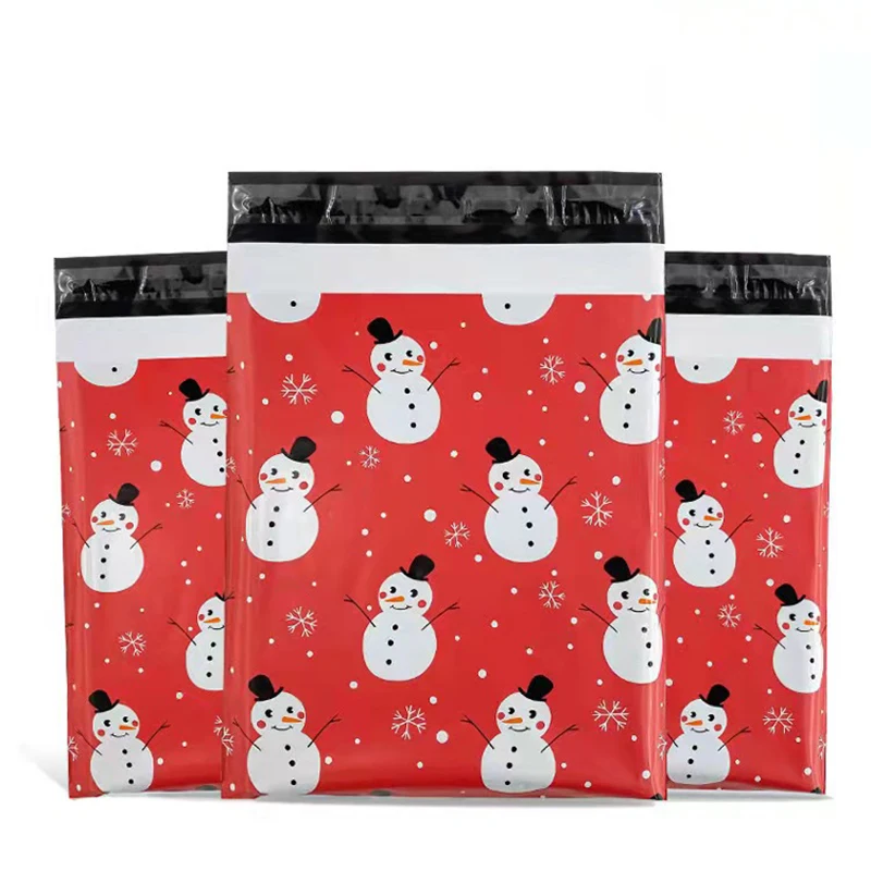20ks/veľa plastov veselé vianočné kuriérske tašky Snowman karikatúra nepremokavá expresná párty darčeky Storage vak.