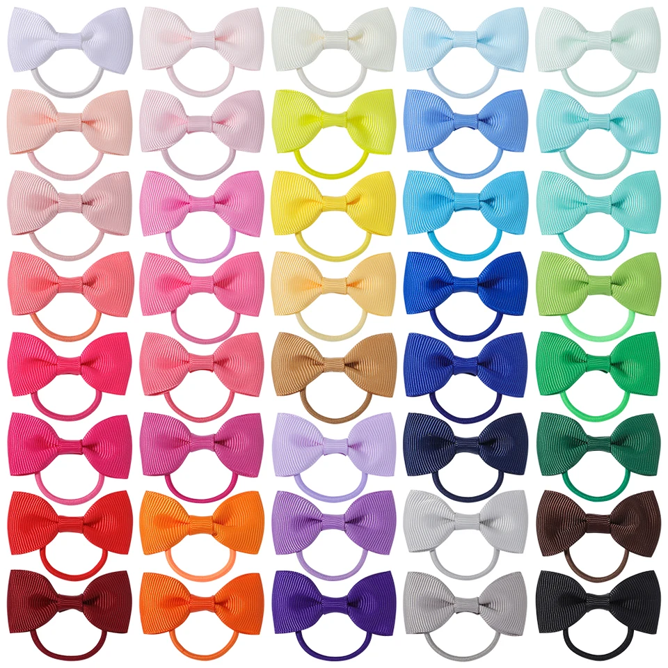 20ks/veľa tuhej farby Mini vlasové luky elastické vlasové pásmo pre dievčatá Hairband Grosgrain Ribbon Headar Headar Headar Detské kadernícke doplnky