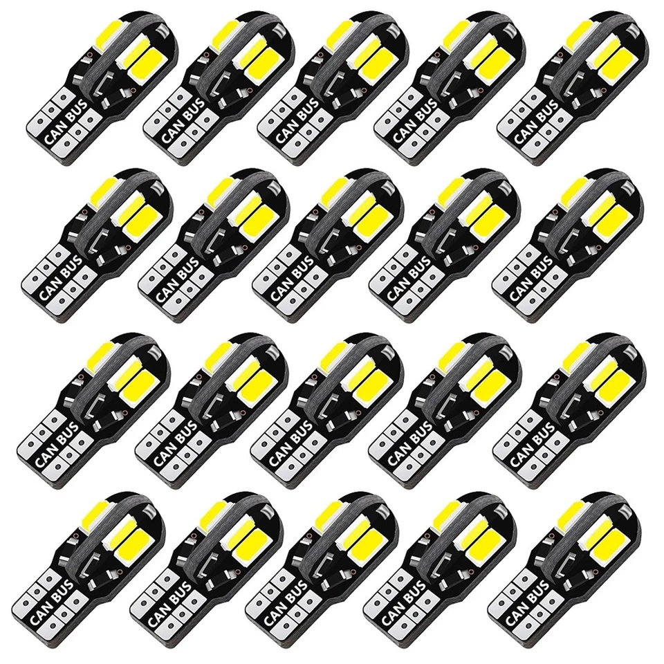 20ks W5W T10 LED žiarovky CANBUS 5730 8SMD 12V 6000K 194 168 LED autá Interiérová mapa DOME LISTLY Parkovacie svetlo automatické signálne lampa