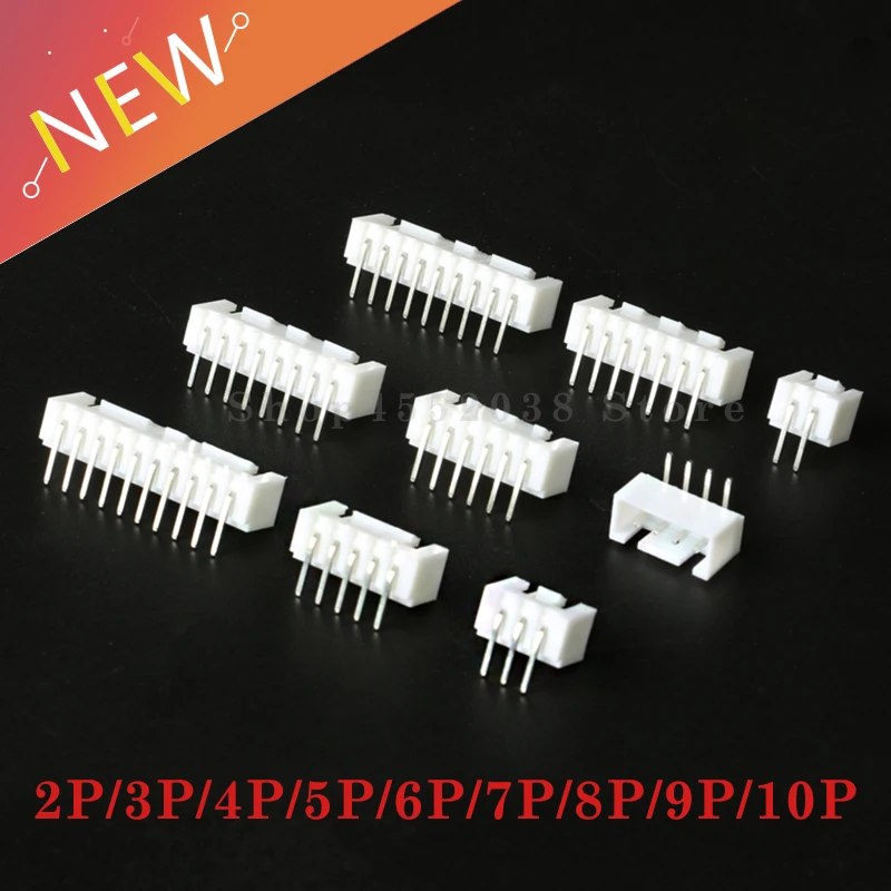 20ks XHB2.54 Konektory samica s krivou ihlou 2,54 mm 2p 3p 4p 5p 6p 7p 8p 9p 10pin 10pin