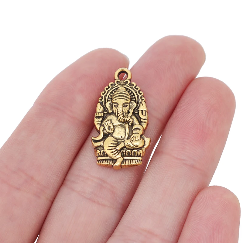20ks zlatá farba Ganesha Buddha slon amulet amulet prívesky korálky pre kutilové šperky na náhrdelníky výroby doplnkov