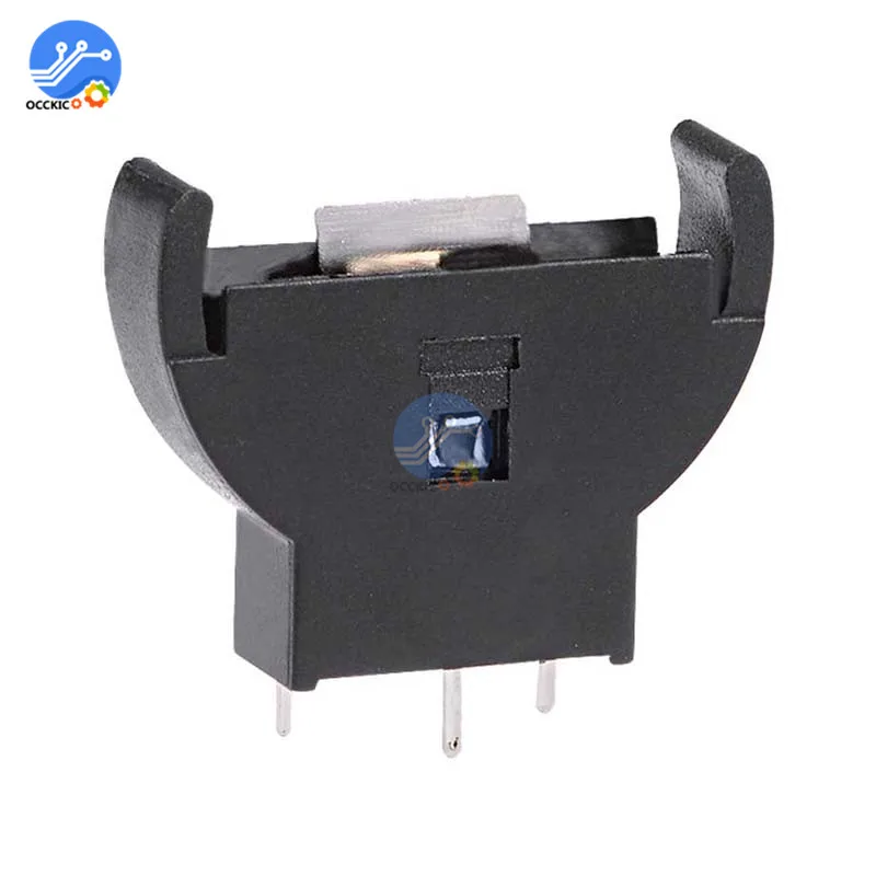 20ks čierny plastový CR2032 2032 3V Polovičné bunkové mince Mince Držiak držiaka Pase Modul Battery Boxes Vertikálny inline 3 kolíky