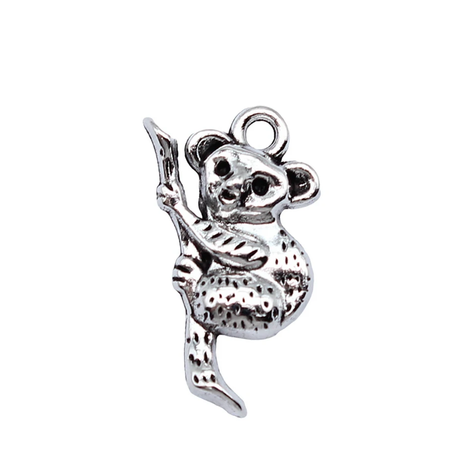 20ks/šarža 22x13mm koala medvedí kúzla pre šperky výroby starožitnej striebornej farby 0,87x0.51inch