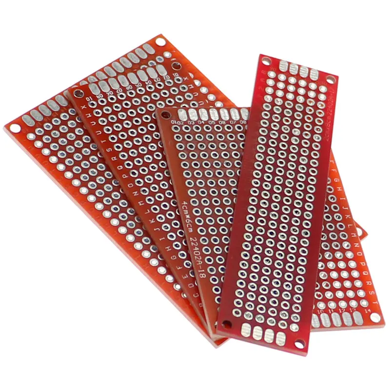 20ks/šarža PCB Prototyp dosky Circuit Protoboard Universal Stripboard Prototyping Veroboard 2x8 3x7 4x6 5x7 5ks každá zmes červená