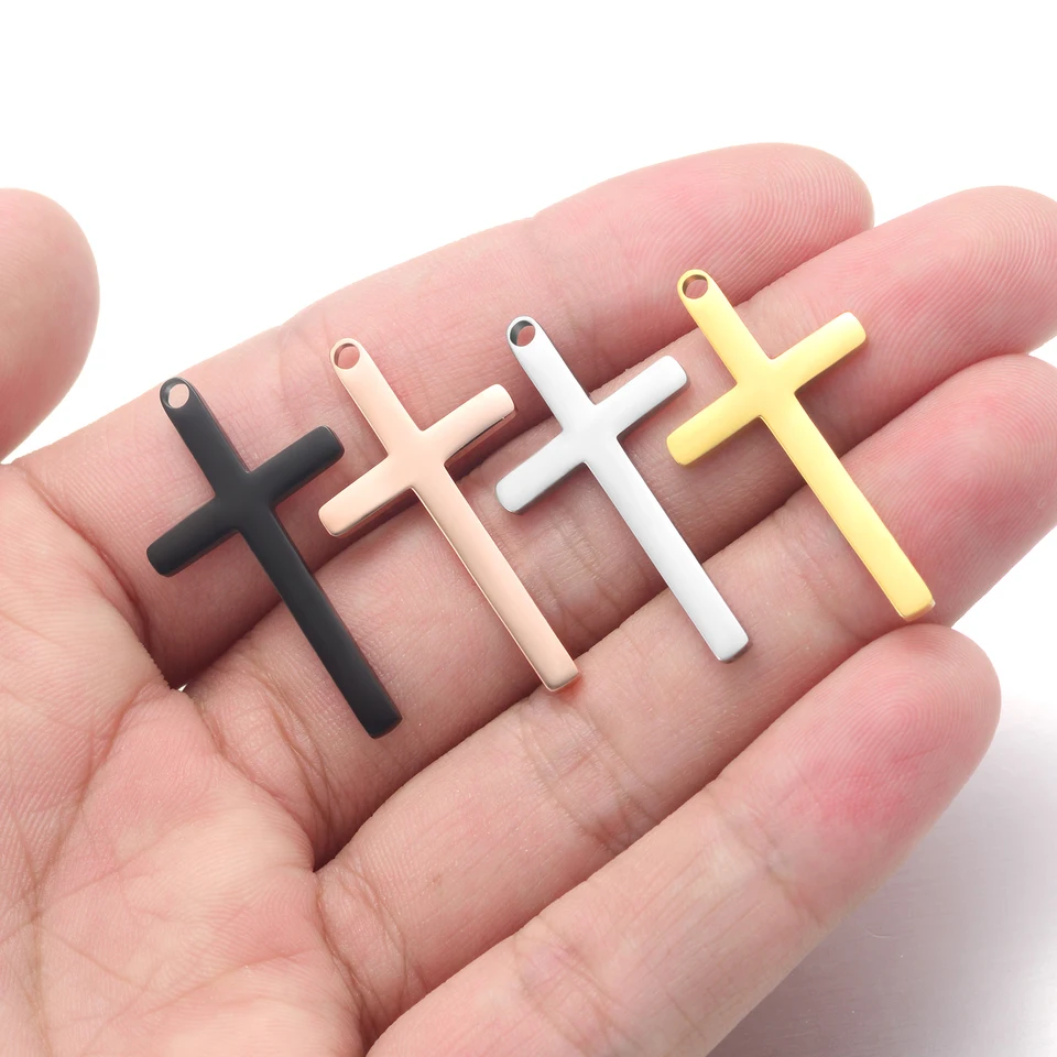 20ks/šarža Zlaté nalepené Crucifix z nehrdzavejúcej ocele Klasické kúzla príslušenstvo 4 farby pre kutilové šperky náhrdelníka Craft výroba SP077